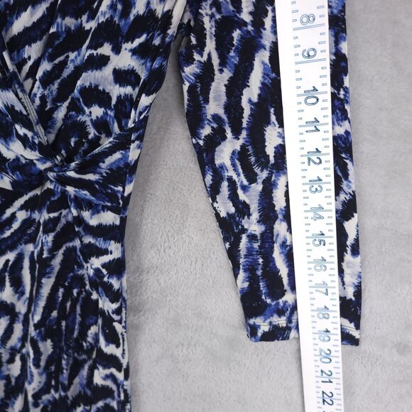 Chicos Travellers Midi Dress Faux Wrap Sz 2/L Geometric Print 3/4 Sleeve Stretch - Picture 4 of 11